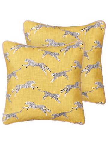 Beliani 2er-Set Dekokissen ARALES in Gelb/Weiß/Schwarz