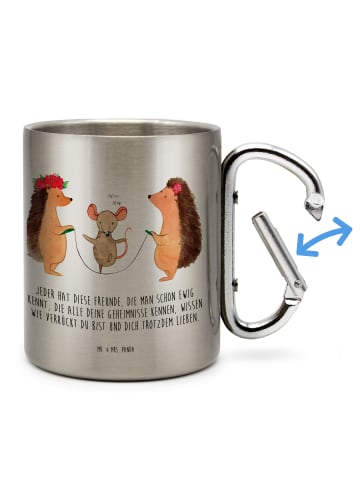 Mr. & Mrs. Panda Edelstahlbecher Igel Seilhüpfen mit Spruch in Silber