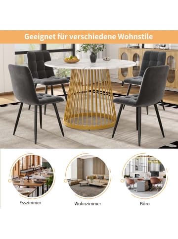 ABRIHOME Esstisch rund für 4 Personen mit Marmorplatte in Gold