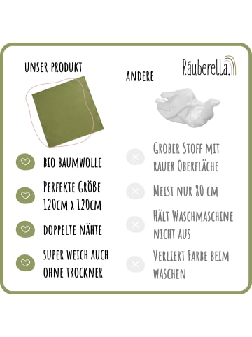 Räuberella Musselin Babydecke in Olivgrün - 120x120 cm