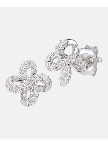 Diamant L'éternel Ohrstecker aus 375 Weißgold mit Diamant Blumen-Design