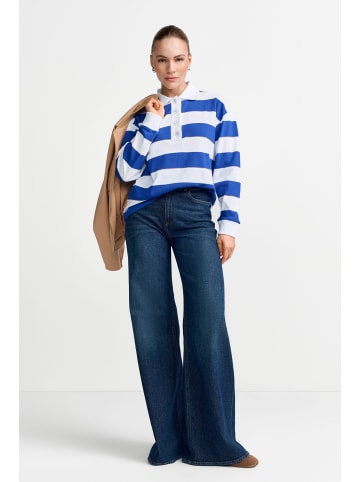 Rich & Royal Striped Polo Sweater in Royal Blue