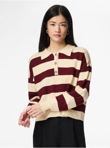 Pieces Langarm-Poloshirt in Winetasting