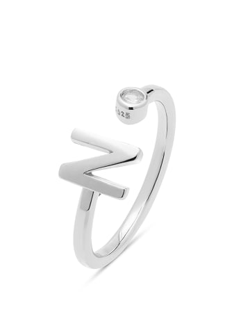 Luxenter 925 sterling silver ring with a brilliant-cut zirconia rhodium-plated - Alphabet