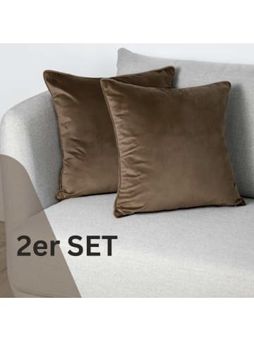 Tom Tailor TT Kissenhülle 2er Set VelvetSignature 45 x 45 cm in Braun