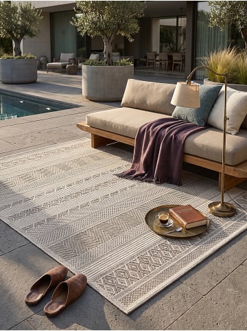 KADIMA DESIGN ESERA Flachwebteppich Beige 80x150 Streifen Polypropylen Wohnraum in Beige