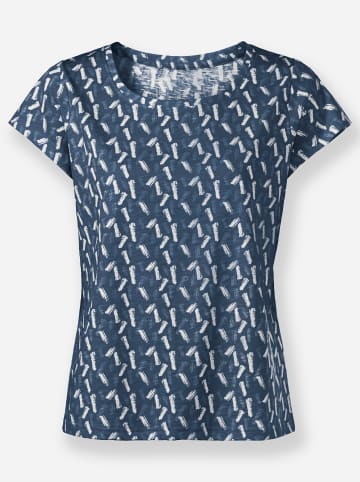 WITT WEIDEN Rundhalsshirt in dunkelblau-ecru-bedruckt