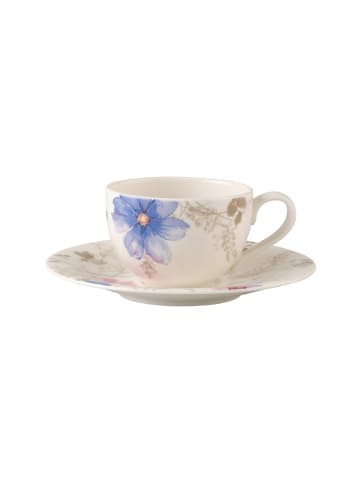 Villeroy & Boch Kaffeetasse mit Untertasse Mariefleur Gris Basic 150 ml in bunt