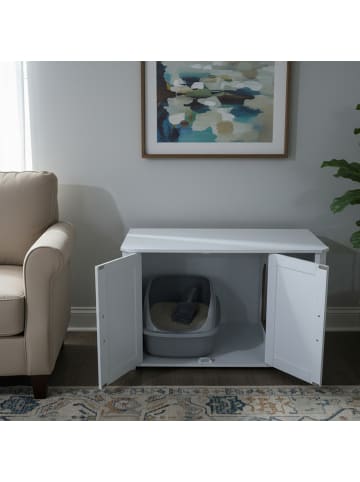 relaxdays Katzenschrank in Weiß - (B)85 x (H)50 x (T)49 cm