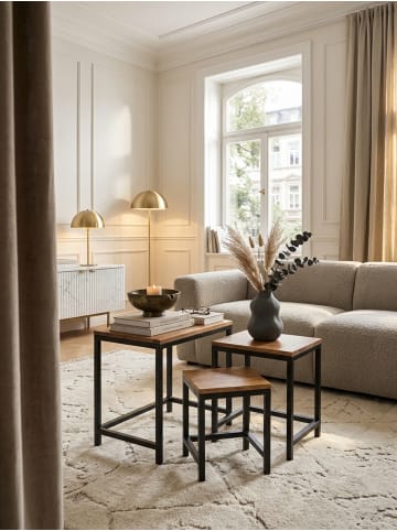 KADIMA DESIGN Beistelltisch 3er-Set | Sheesham, Massivholz, Metallbeine