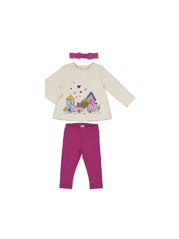 Mayoral Outfit Langarmshirt Leggings & Haarband in magenta