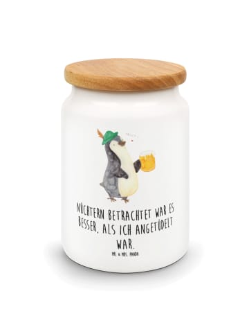 Mr. & Mrs. Panda Gebäckdose Pinguin Bier mit Spruch in Weiß