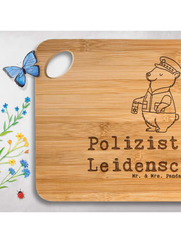 Mr. & Mrs. Panda Frühstücksbrett Polizist Leidenschaft mit Spruch in Braun