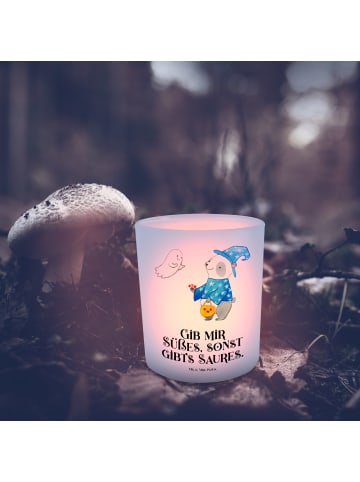 Mr. & Mrs. Panda Glas Teelichthalter Panda Zauberer mit Spruch in Transparent