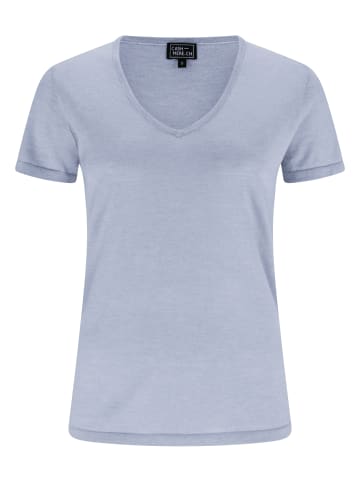 CASH-MERE.CH T-Shirt mit V-Ausschnitt in Himmelblau