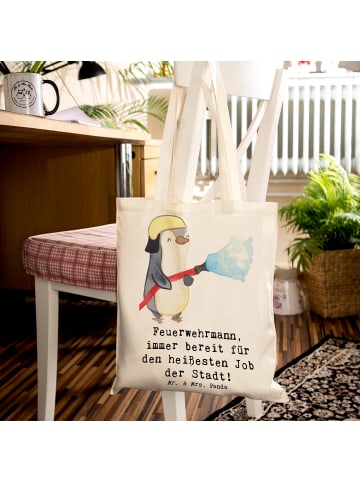 Mr. & Mrs. Panda Büchertasche Feuerwehrmann Held mit Spruch in Creme