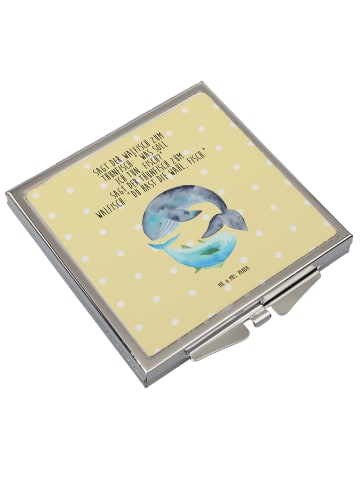 Mr. & Mrs. Panda Kosmetikspiegel Walfisch Thunfisch mit Spruch in Gelb Pastell