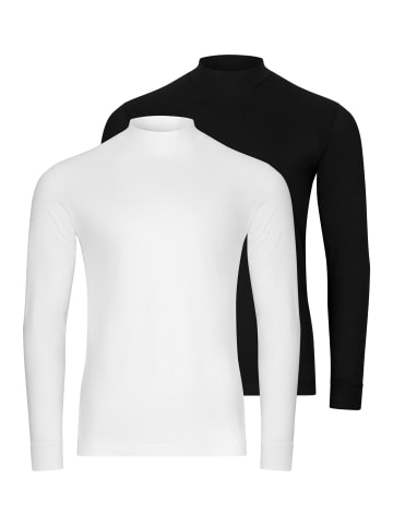 Ragman Langarmshirt Basic in Weiß / schwarz