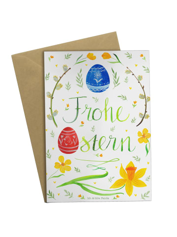 Mr. & Mrs. Panda Grußkarte Ostern Frohe Ostern mit Spruch in Weiß