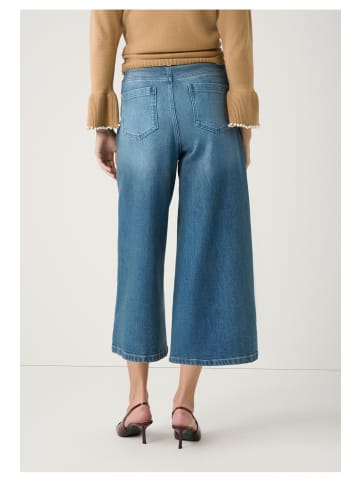 More & More weite, verkürzte Culotte in middle blue denim