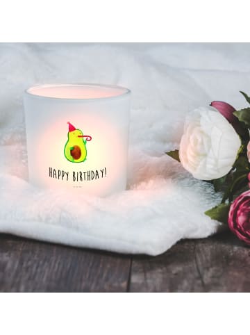 Mr. & Mrs. Panda Windlicht Glas Avocado Geburtstag mit Spruch in Transparent