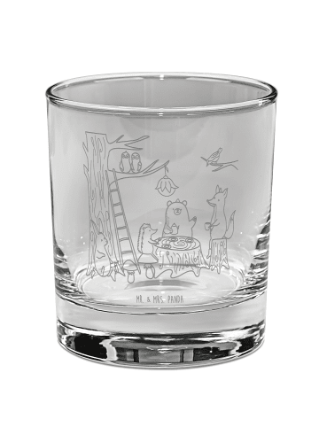 Mr. & Mrs. Panda Whiskey Glas Waldtiere Picknick ohne Spruch in Transparent
