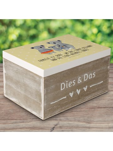 Mr. & Mrs. Panda holzbox Koala Familie mit Spruch in Gelb Pastell