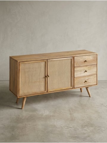 KADIMA DESIGN Design Sideboard 140x75x40 cm Mango Massivholz / Rattan, Kommode 3