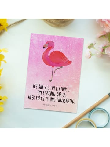 Mr. & Mrs. Panda bildkarte Flamingo Classic mit Spruch in Aquarell Pink