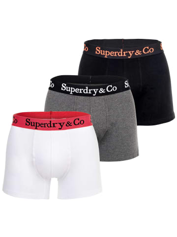 Superdry Boxershort 3er Pack in Schwarz/Anthrazit/Weiß