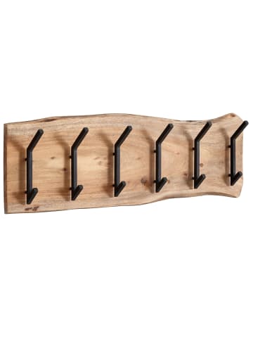 KADIMA DESIGN Massive Akazienholz Wandgarderobe, Baumkanten-Design, 100x29x12.5 cm