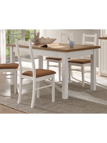 Furn.Design Esstisch weiß Pinie, Eiche hell Landhaus, Küchentisch ausziehbar 160 - 200 cm