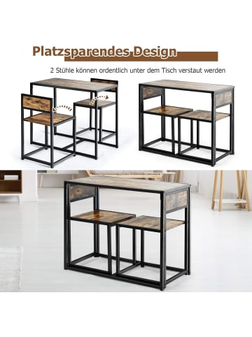 COSTWAY Bartisch 3 tlg. Set in Braun