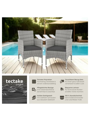 tectake 2er Set Rattanstuhl Nantes 59 x 57 x 85 cm, hellgrau/creme