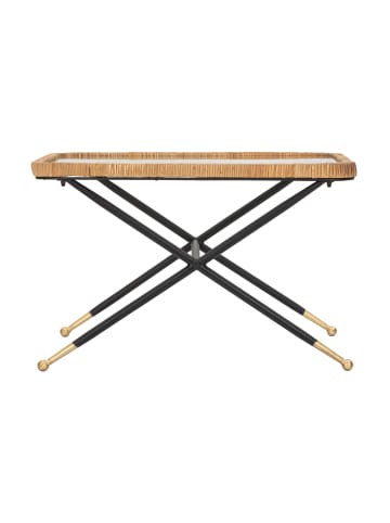 Mauro Ferretti Couchtisch aus Eisen, Holz, schwarzem und braunem Glas, 70 x 50 x 45 cm