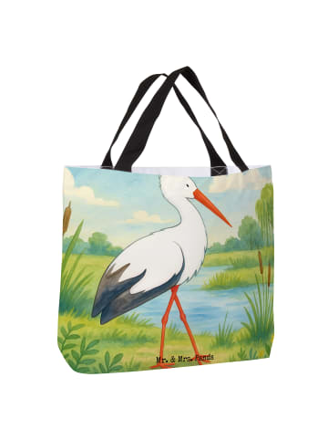Mr. & Mrs. Panda Shopper Storch Design ohne Spruch in Weiß
