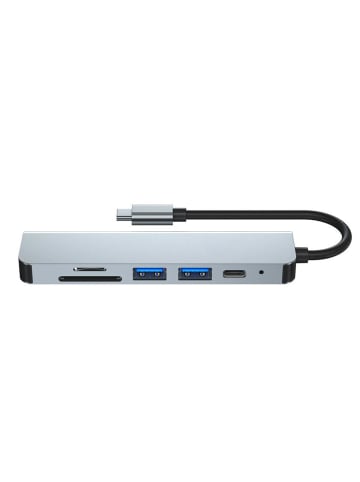 TechProtect 6in1 Multifunktionsadapter V4 USB-C – USB-A/ USB-C/ HDMI /Micro SD /TF in Grau