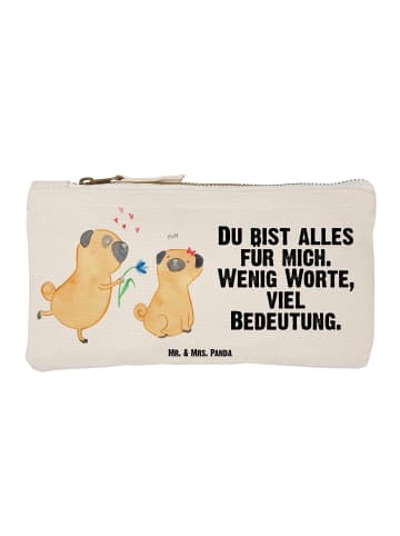 Mr. & Mrs. Panda Kosmetiktasche Mops Verliebt mit Spruch in Weiß