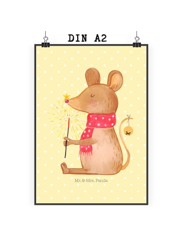 Mr. & Mrs. Panda Bild Maus Weihnachten ohne Spruch in Gelb Pastell