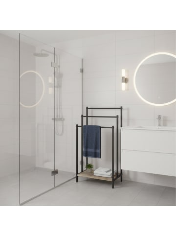 relaxdays Handtuchständer in Natur/ Schwarz - (B)43 x (H)81 x (T)28 cm