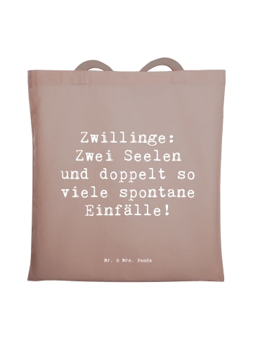 Mr. & Mrs. Panda Tragetasche Spruch Zwillinge Abenteuer mit Spruch in Braun Pastell