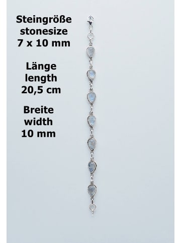 mantraroma 925er Silber - Armbänder (L) 20,5 cm mit Mondstein