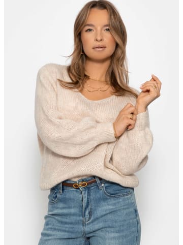 SASSYCLASSY Pullover mit V-Ausschnitt in beige