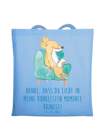 Mr. & Mrs. Panda Einkaufsbeutel Herztherapeut Licht mit Spruch in Sky Blue