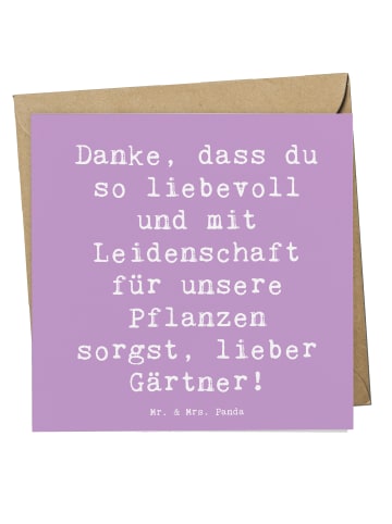 Mr. & Mrs. Panda Geschenkkarte Spruch Lieber Gärtner mit Spruch in Lavendeltraum