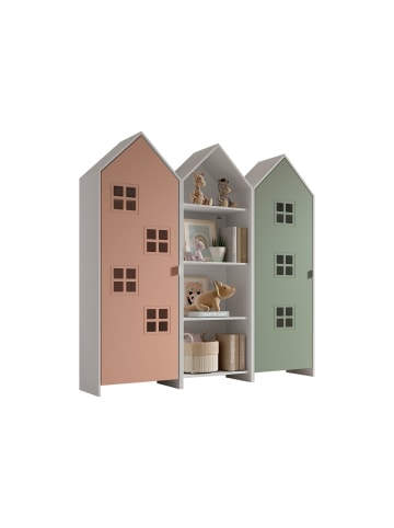 58 aufm Kessel REGALSCHRANK Set Kania 173x37x171 MDF Weiß /Bunt