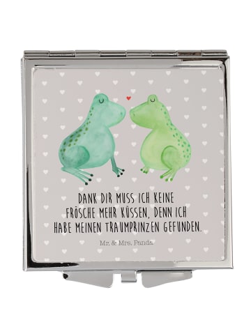 Mr. & Mrs. Panda Handtaschenspiegel quadratisch Frosch Liebe mit... in Grau Pastell