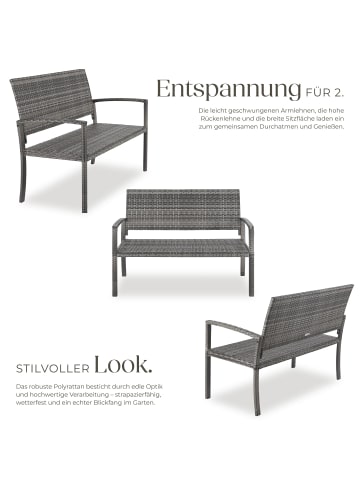 tectake Polyrattanbank wetterfest 2-Sitzer, 125x62,5x90 cm