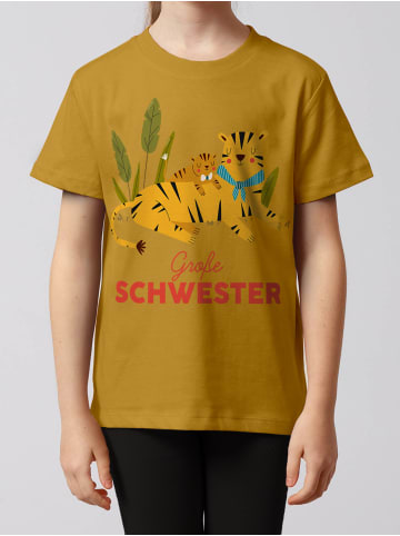 wat? Apparel T-Shirt Tiger Große Schwester in Ocker