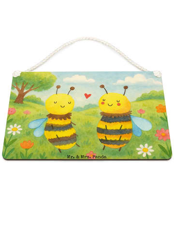 Mr. & Mrs. Panda holzbild Biene Verliebt Design ohne Spruch in Weiß